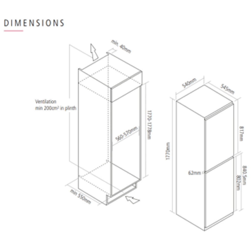 Caple Integrated Fridge Freezer RI5501 - Appliance Market